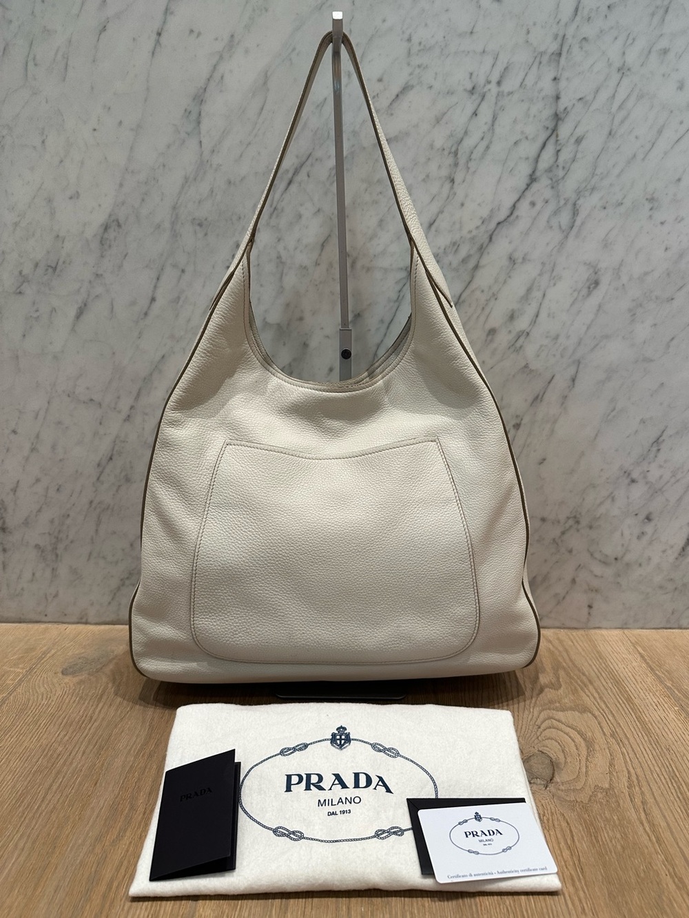 Prada Vitello Daino Pocket Hobo Shoulder Bag